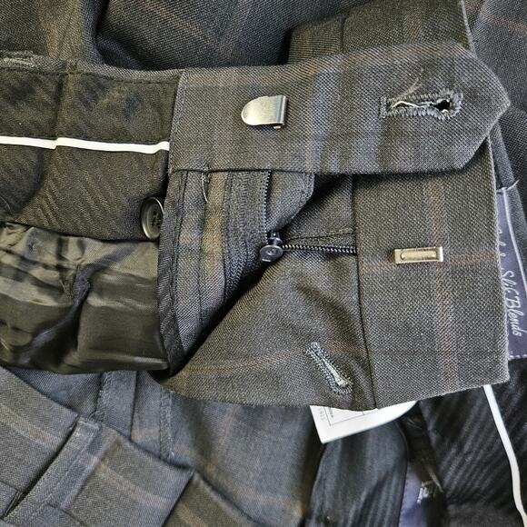 Bertolini Smart Wool Silk Blend Men’s Suit Jacket 46R Pants 40W 46/40 Windowpane - Picture 12 of 16